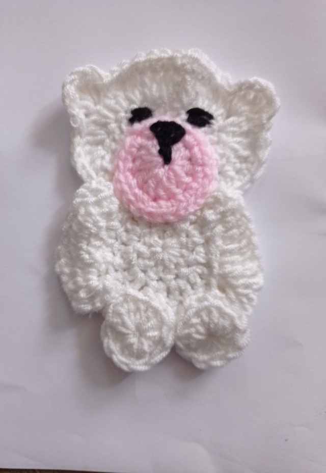 White Bear Pink Nose Applique