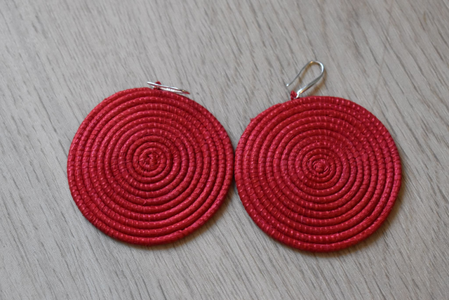 Boucles d'oreilles sisal - Rouge