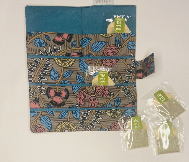 ETUI A SACHETS DE THE JAPONISANT MARRON BLEU PETROLE