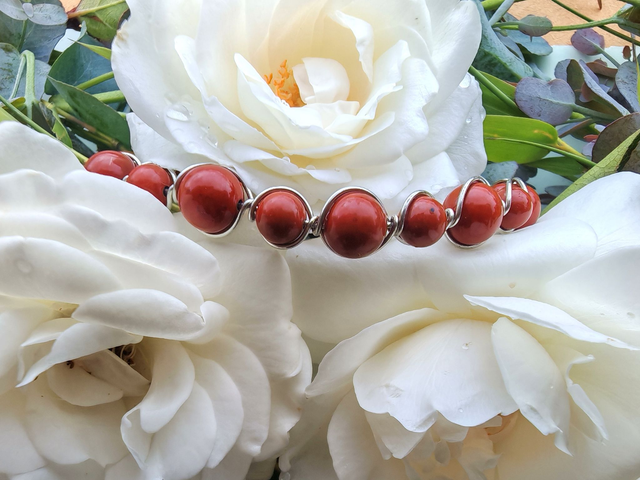 Bracelet antique jaspe rouge 