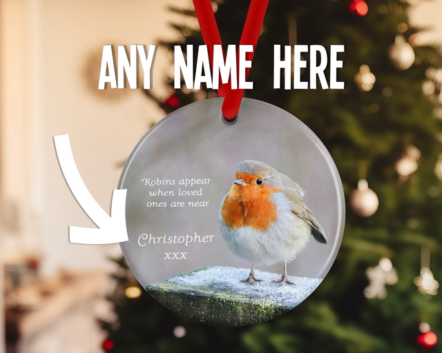 "Frosty Toes" Robins appear when loved ones are near” Personalised Ceramic Christmas Decoration     