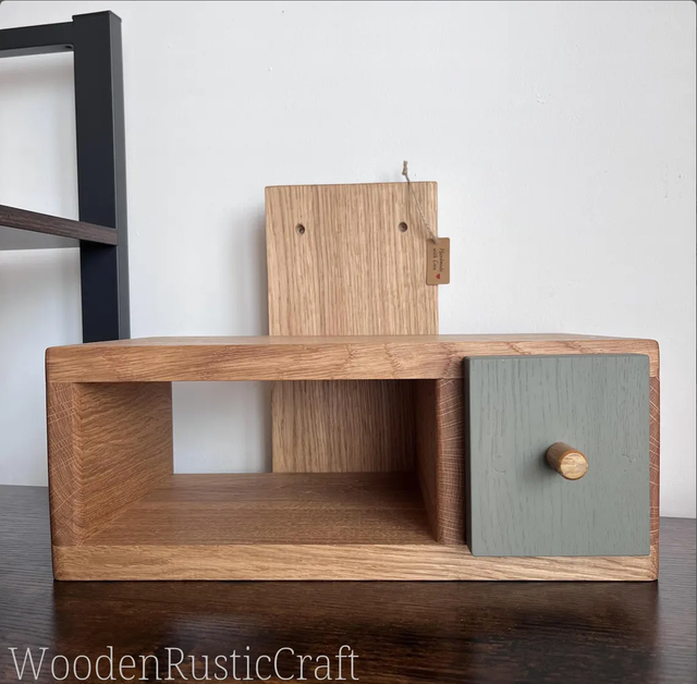 Oak Bedside Wall Cabinet with Drawer