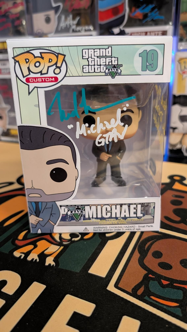 Custom Funko Pop GTA V Michael Signed by Ned Luke With SWAU COA