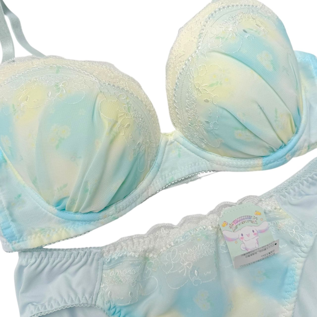 BNWT Japanese brand coquette blue and yellow daisy cinnamoroll sanrio bra and underwear set
