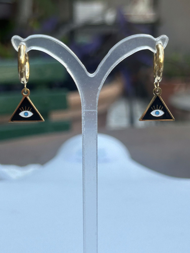 Orecchini triangolo occhio gold