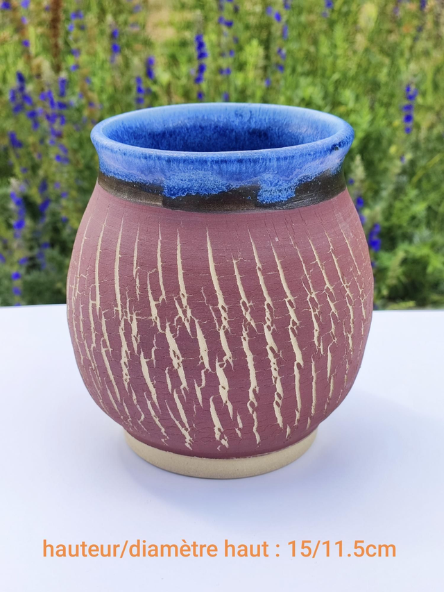 Pot bicolore craquelé brut