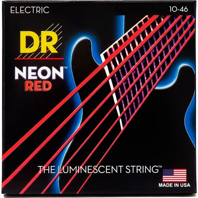 DR Strings NRE-10 Hi-Def neon red el-guitar-strenge, 010-046