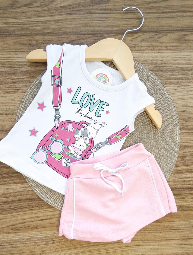 Conjunto Baby Blusa e Short Saia Bolsa