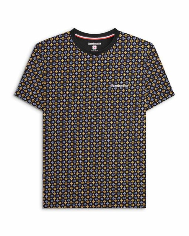 SS1318 Lambretta Geo AOP Tee - Black/Gold