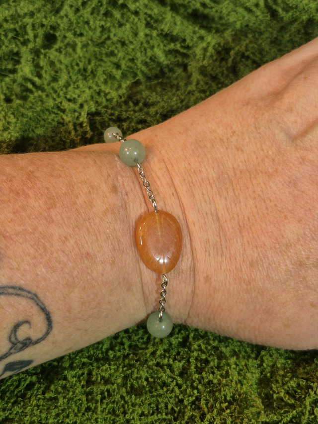 Élan Vital – Aventurine Verte &amp; Orange – Collection Charme Magique