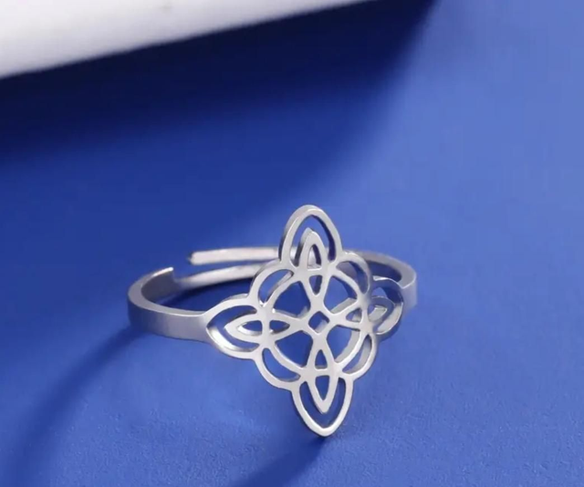 Bague noeud de sorcière 18mm - ajustable - en acier inoxydable 