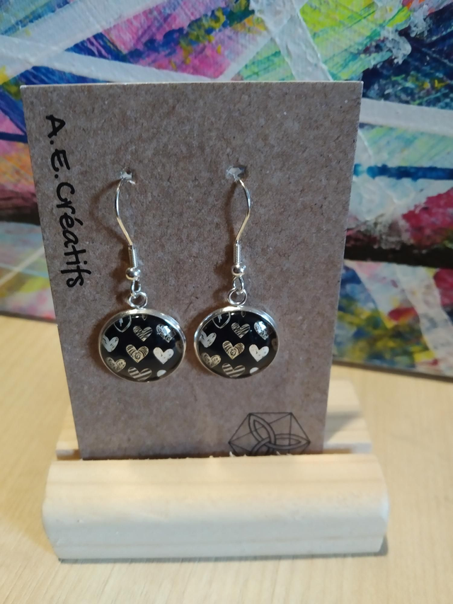 Boucles D&#039;oreilles Cabochons Coeur 