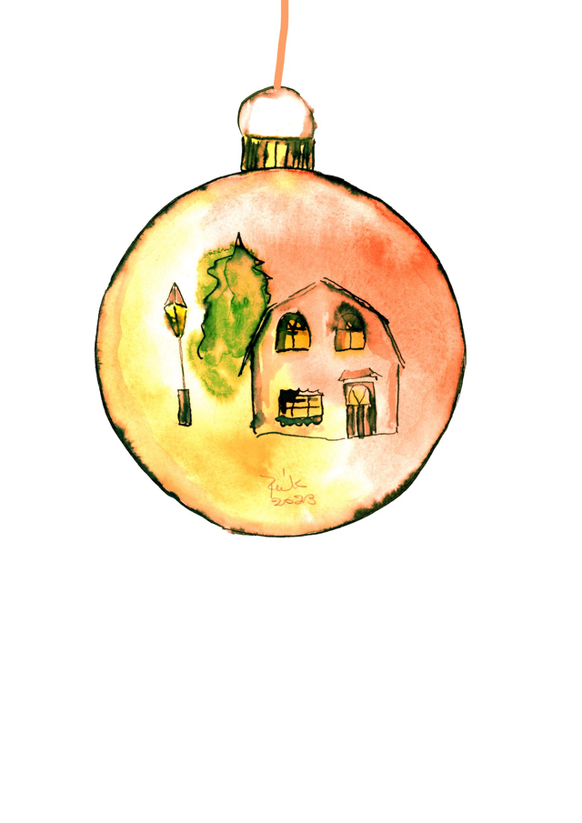 Pallossa talo ja lyhty