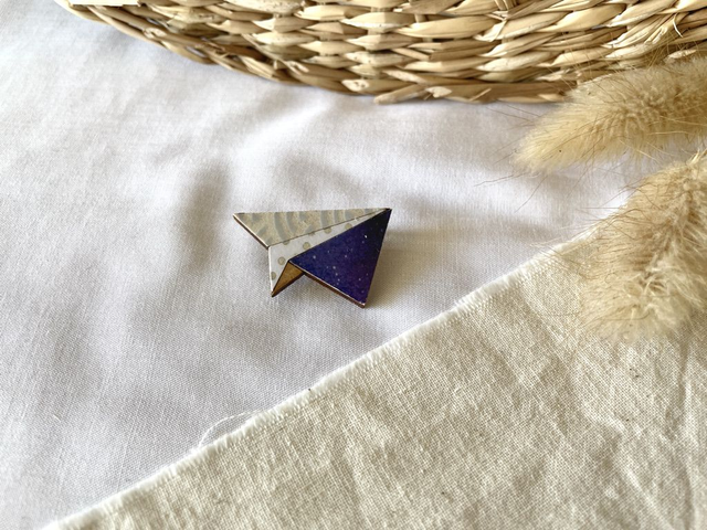 Broche Avion origami - Couleurs variées (bleu)