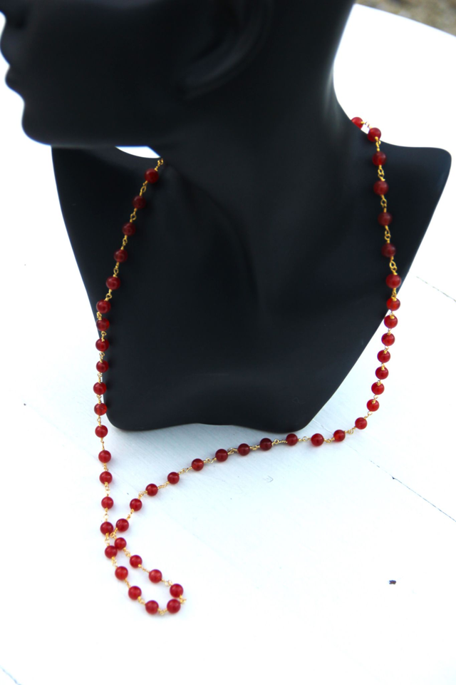 Les colliers perlés 70 cm en pierres naturelles (6 modèles)