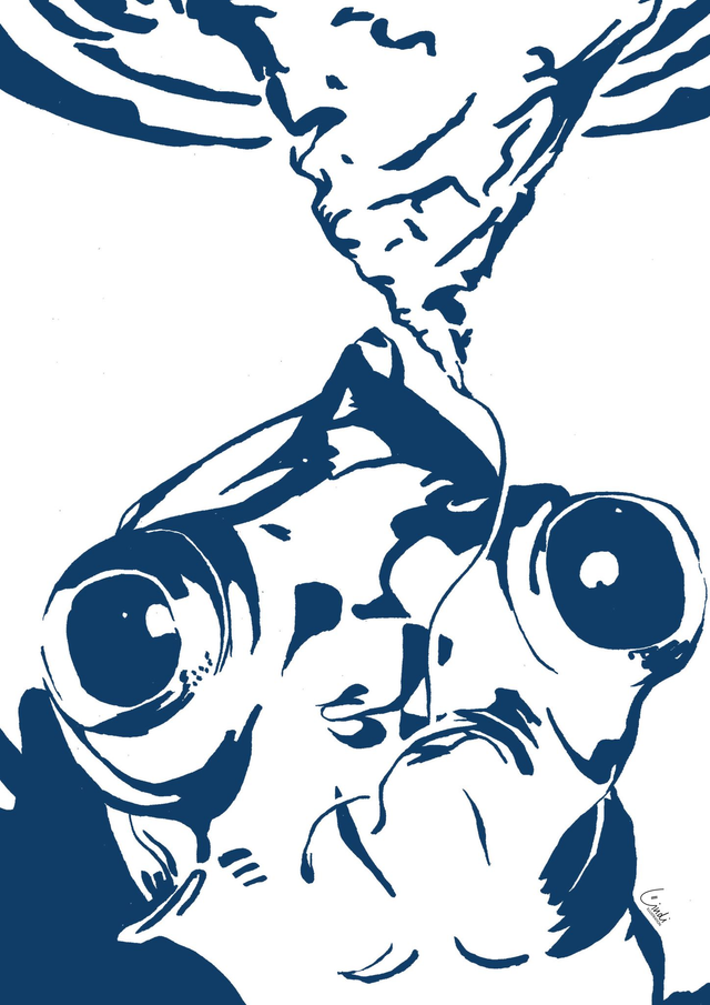 Kunstdruck A4 - ein Fisch zupft Wellenringe