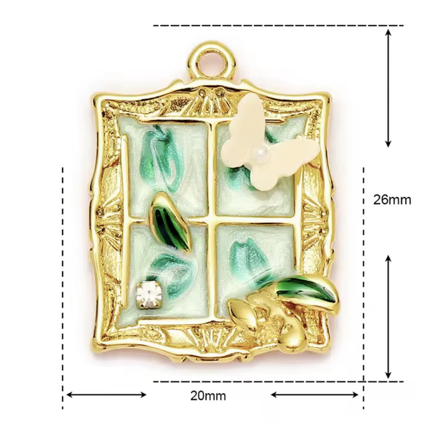 Charm finestra farfalla verde 