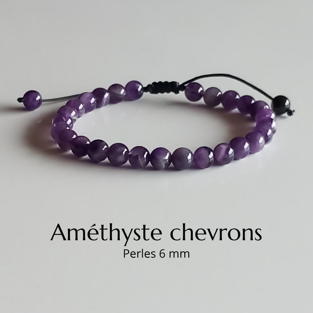 Bracelet ajustable en Améthyste chevron