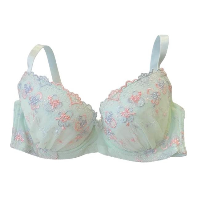Mint green floral embroidered lace Japanese Bra UK 32C 