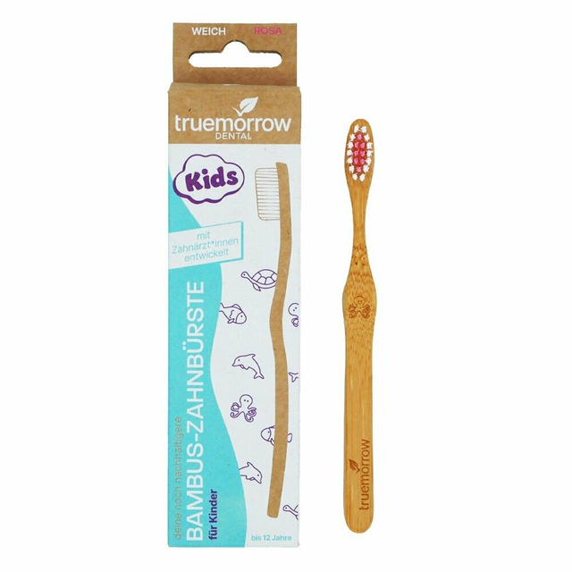 Truemorrow Bambus-Zahnbürste für Kinder  Rosa / Weich