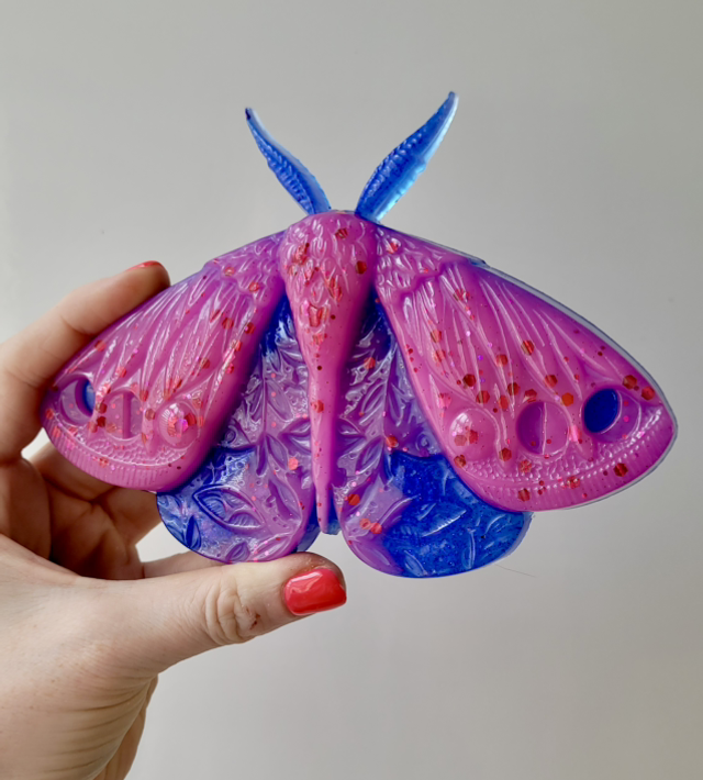 Moth Wall Hanging – Pink and Blue Glitter