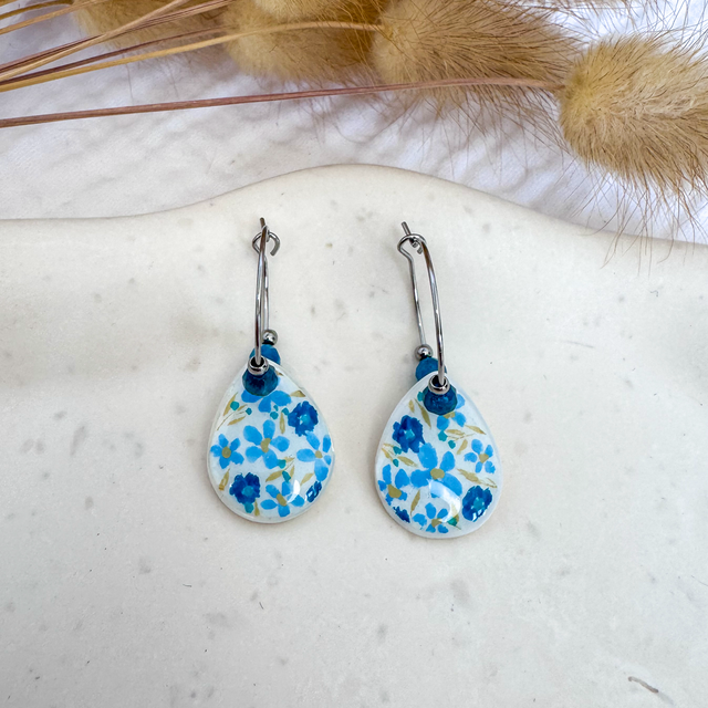  Boucles d'oreilles Amour à motif printemps été.