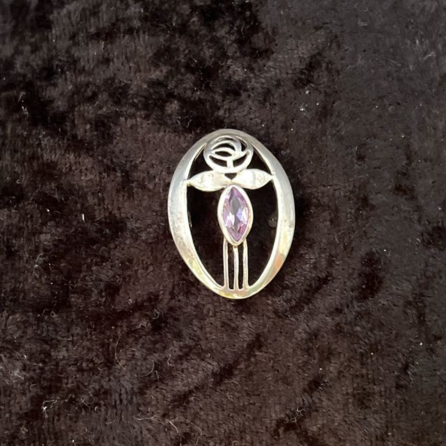 Vintage Kit Heath Sterling Silver Brooch - Rose Motif