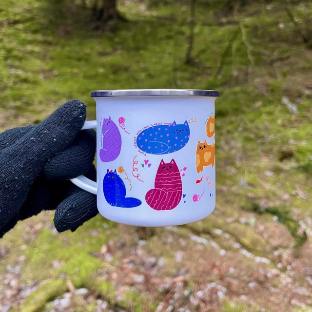 Emalimuki ”Funny Cats”/enamel mug “Funny Cats”😻
