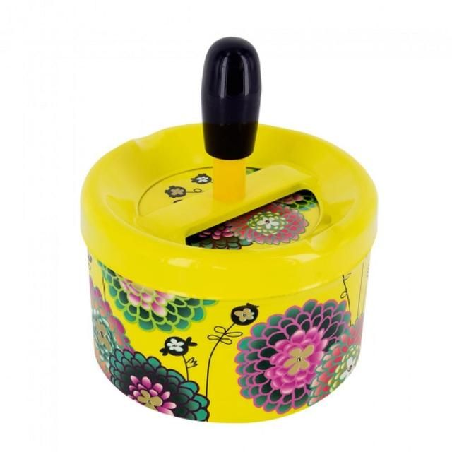 Accessoires Du Quotidien Pylones - Dahlia Push Button Ashtray - Yellow