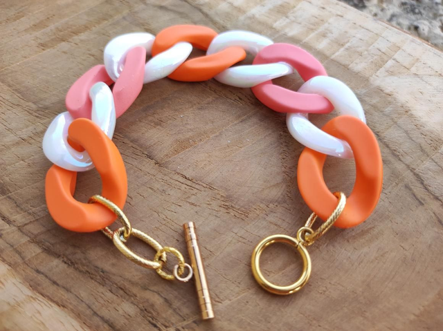 Bracelet en acrylique &#039;Corail Nacré&#039;