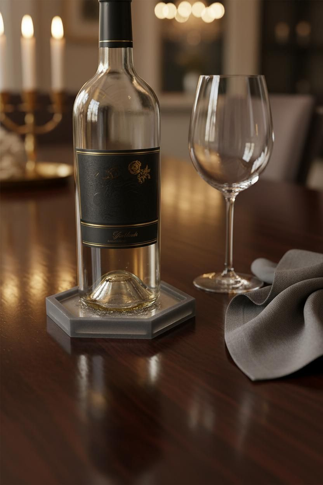 Ensemble dessous de bouteille et bouchon vin assorti- Collection argenté