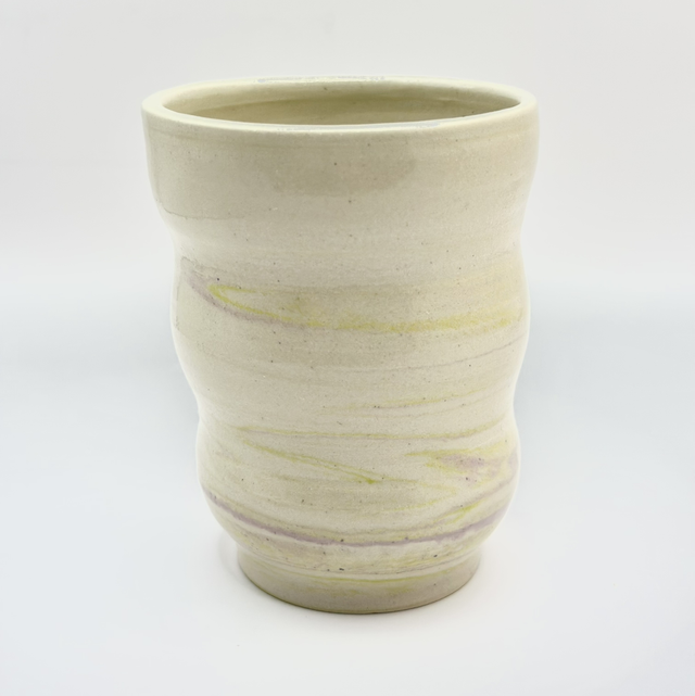 Tasse bulle en céramique – Terre mélée taro matcha, pièce artisanale unique