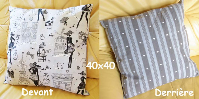 875.02-Coussin "la petite robe noire" sur 1 face 40x40 cm