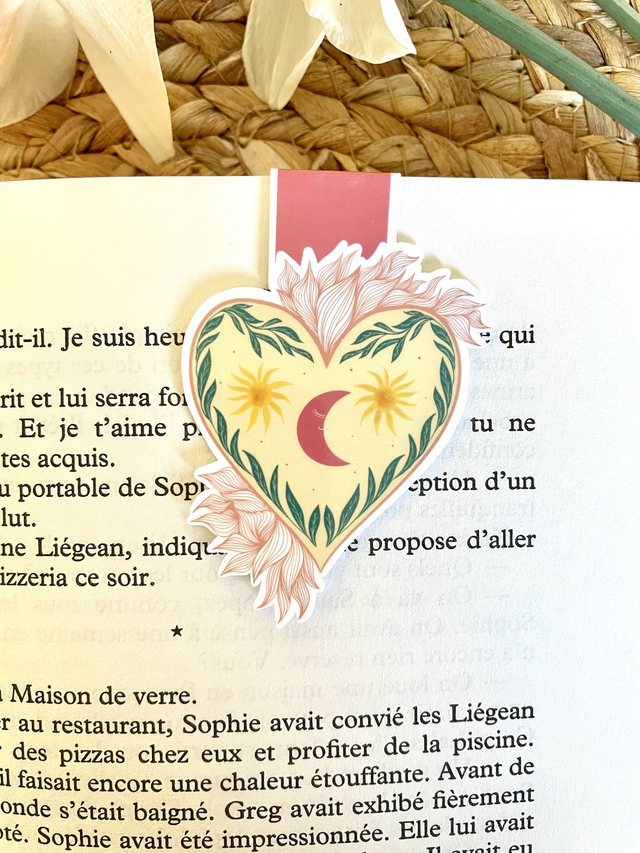 Marque-page magnétique coeur lune