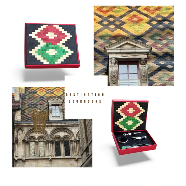 Destination BOURGOGNE ! Coffret SOMMELIER en marqueterie de paille de Bourgogne