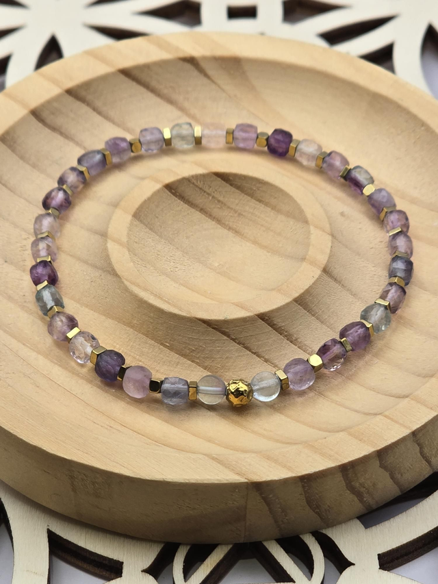 Bracelet Fluorite multicolore 0,4 cm 
