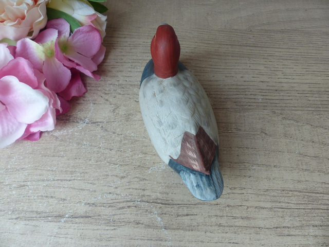Figurine Canard Fuligul Miloin biscuit peint à la main fabriqué à Taïwan Vintage