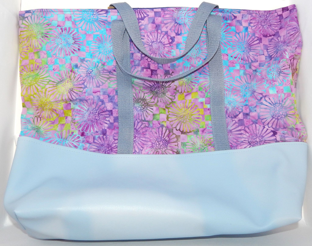 Shopping Bag Blue with Flowers