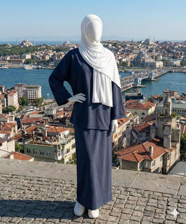 Rock-Set aus Baumwolle, Farbe Marine