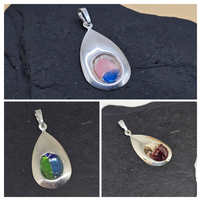 925 Sterling Silver Collet Pendants Gemstones, Seaglass &amp; Rare UV Seaglass!