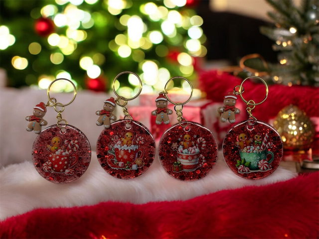 Porte clé "Gingerbread" rouge