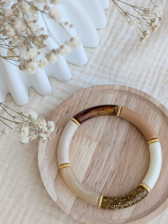 Bracelet Lison nude marron glitter