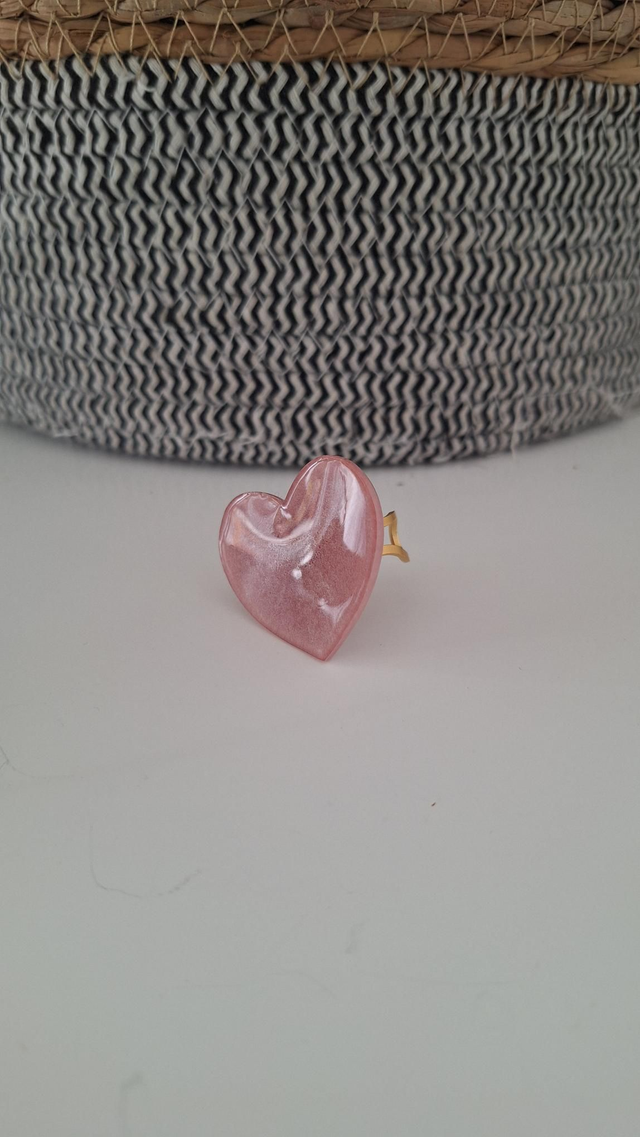 Bague coeur rose