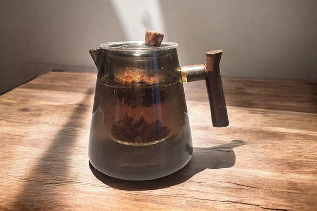 Théière en verre fumé 550 ml avec infuseur en verre 