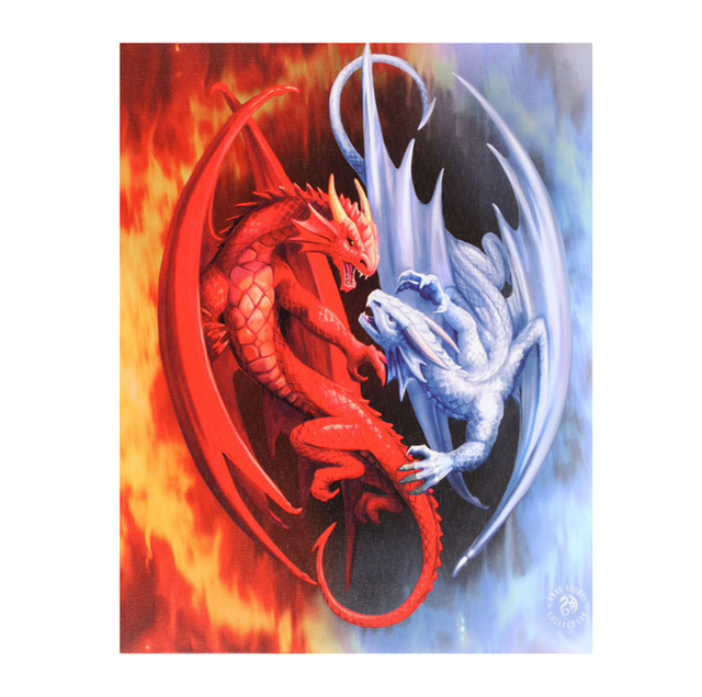 Fire &amp; Ice Dragons Canvas + Hanging Ornament 