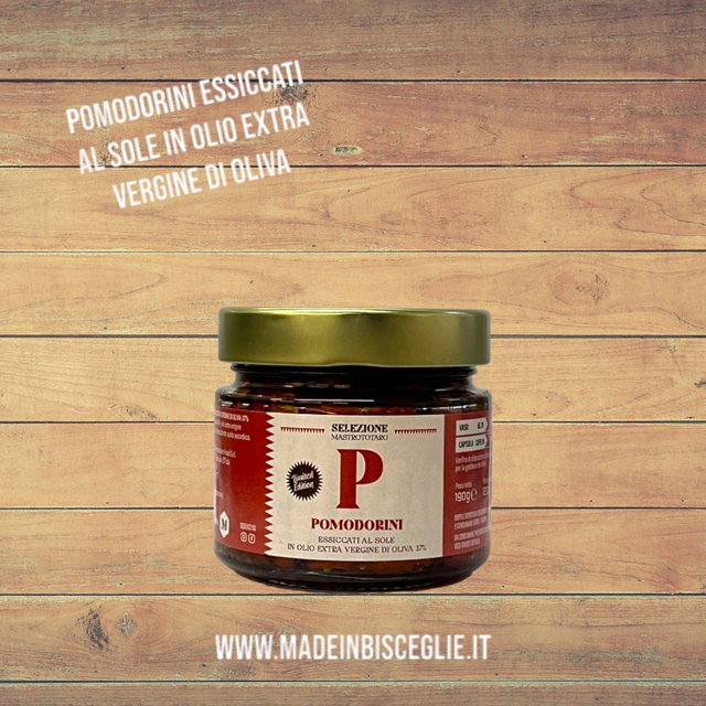 Pomodorini ciliegino essiccati al sole in olio extra vergine di oliva - 190gr - Mastrototaro Food