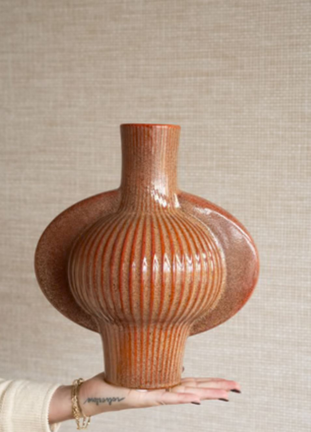 MELNIK cognac deco vase