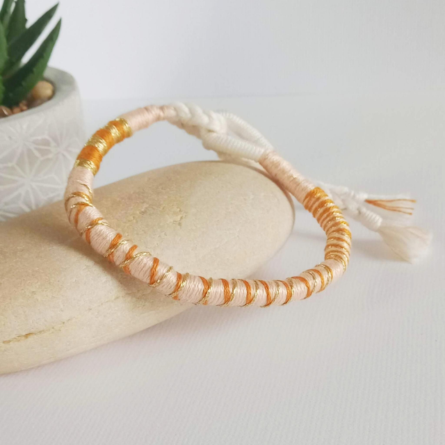 Bracelet Cordon De Fils Ocre 