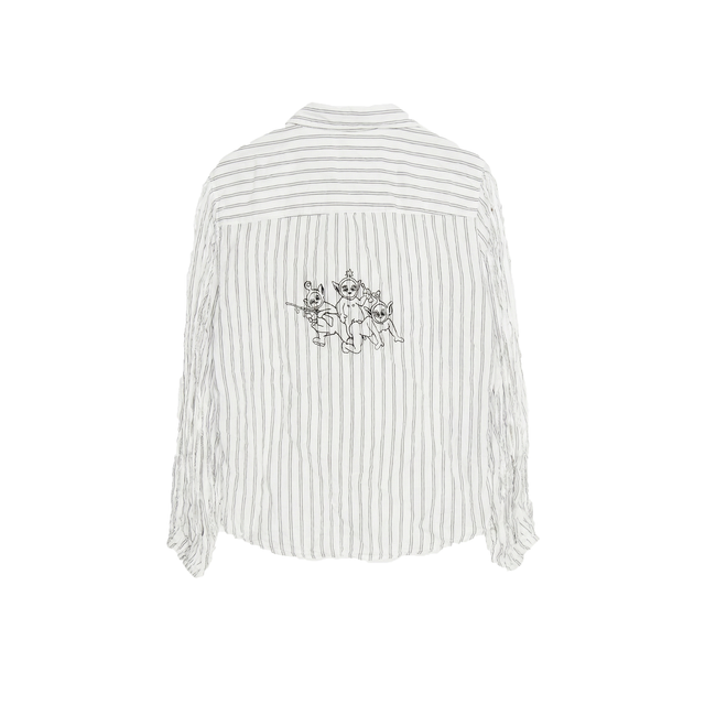 TELETUBBIE ORGY SHREDDED SLEEVE SHIRT