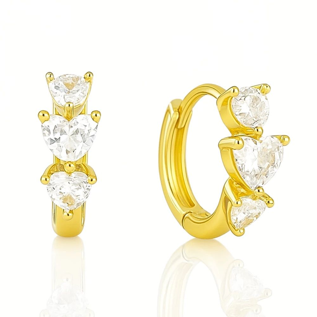 Boucles d’oreilles femme en acier inoxydable plaqué or 14K avec pierre